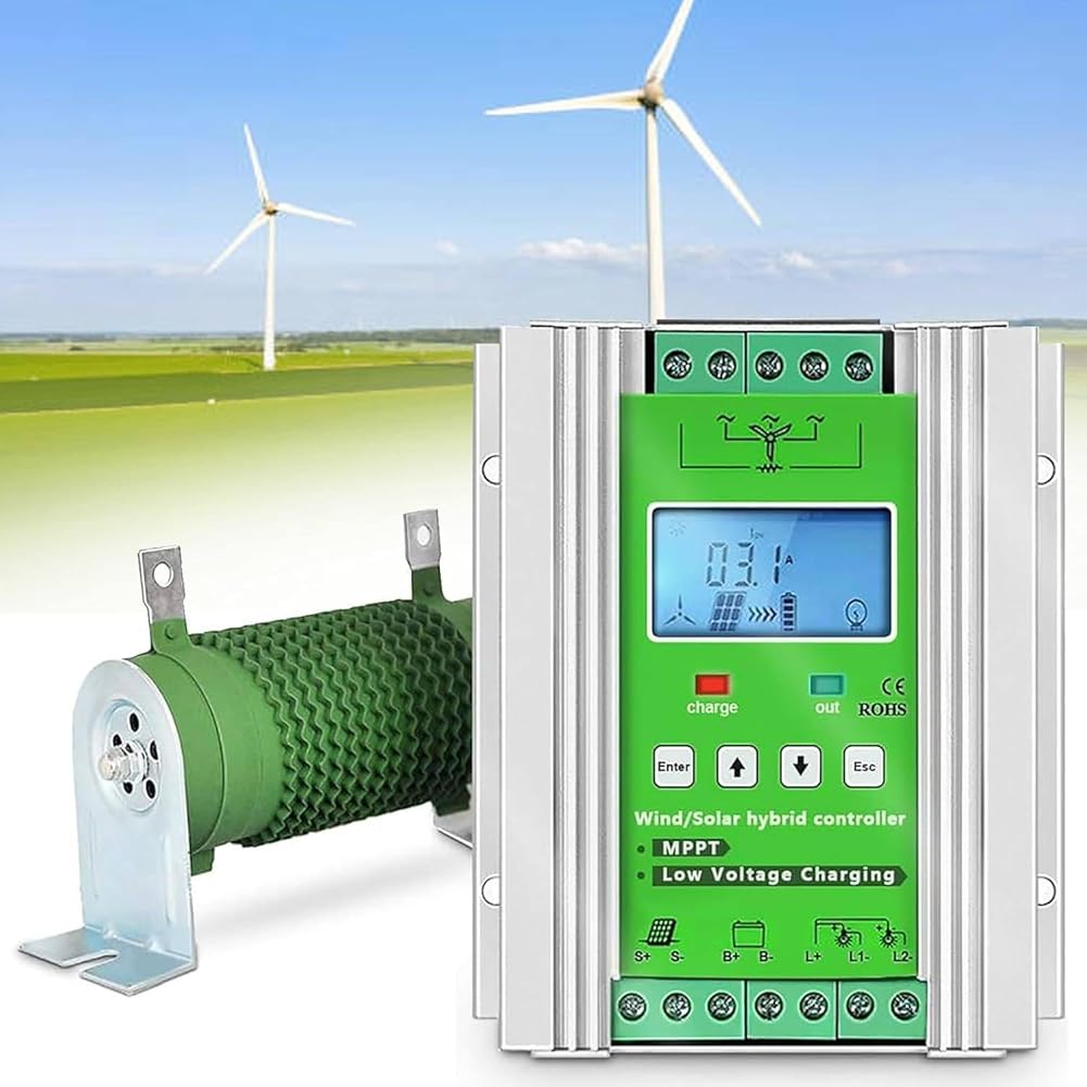 12V/24V/48V Voltage Automatic Wind Solar Hybrid Charge Controller MPPT Boost Charge Regulator with LCD Display, MPPT Wind Solar Controller,Wind800W+Solar1000W (D)