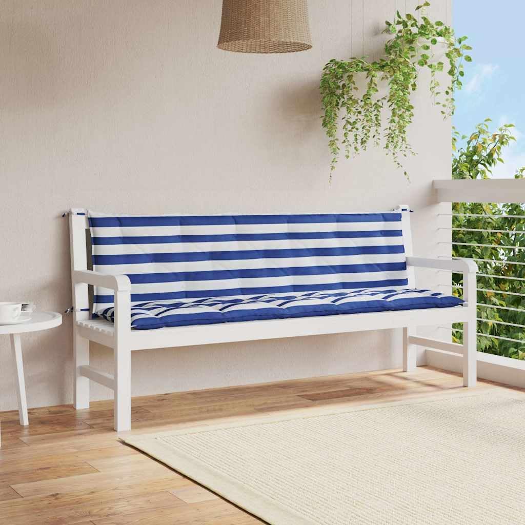 Garden Bench Cushions 2 pcs Blue&White Stripe Oxford Fabric Garden Furniture Accessory