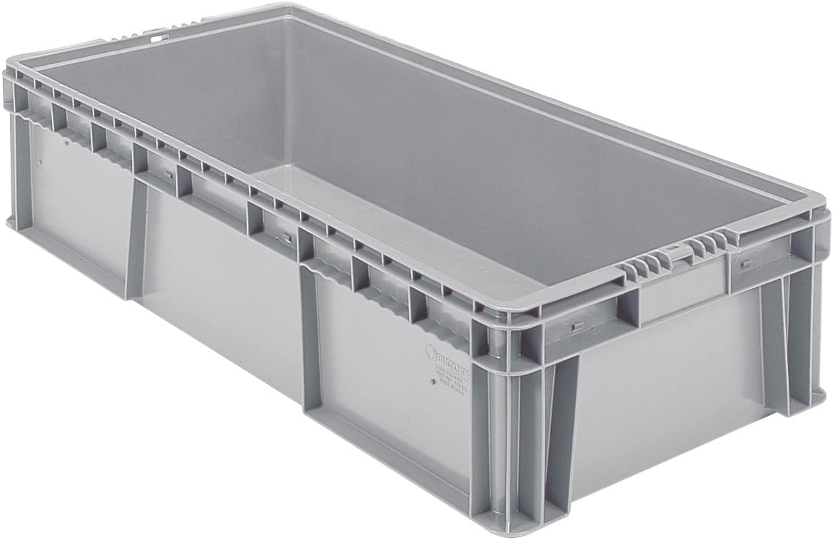 Buckhorn SW3215080201000 Plastic Straight Wall Storage Container Tote, (32-Inch x 15-Inch x 7-1/2-Inch), light grey