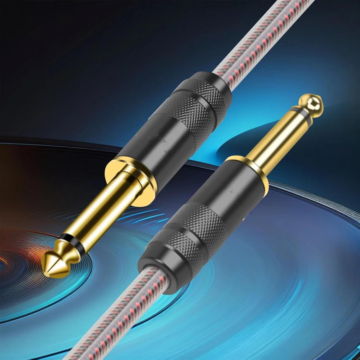 Pro Audio Cable 6.35 Guitar Instrument Cable 1/4 Inch Cord 6.35mm Mono Speaker Cable for Guitar Electronic Drum Amplifier Mixer(7.5m)