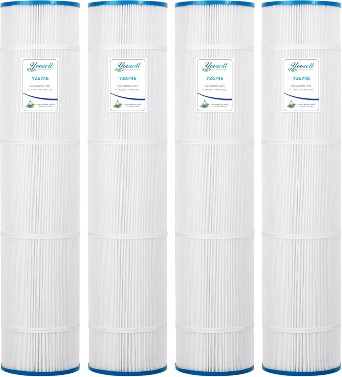 PCC130-PAK4 Swimming Pool Replacement Filter Cartridge Replaces for Unicel C-7472 Filbur FC-1978 160332 178585 FC-6475 Pentair CCP520 R173578 PLFPCC130 Darlly 71252 4Pack