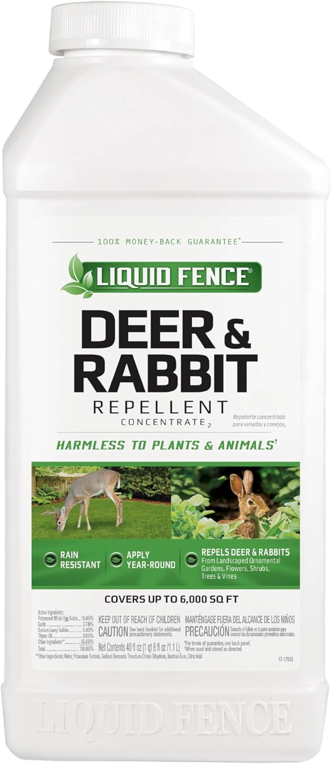 Liquid Fence Deer And Rabbit Repellent Concentrate 40 Ounces, Apply Year-Round, 6 Pack
