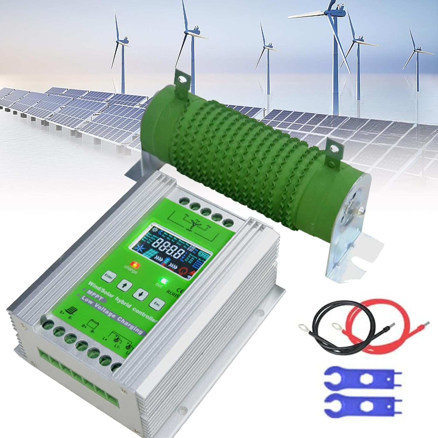 Wind Turbine Solar Hybrid Mppt Charge Boost Controller Wind Solars Hybrid Charge Controller,12v /24v /48v Solar Controller, with LCD Display and Load Resistance