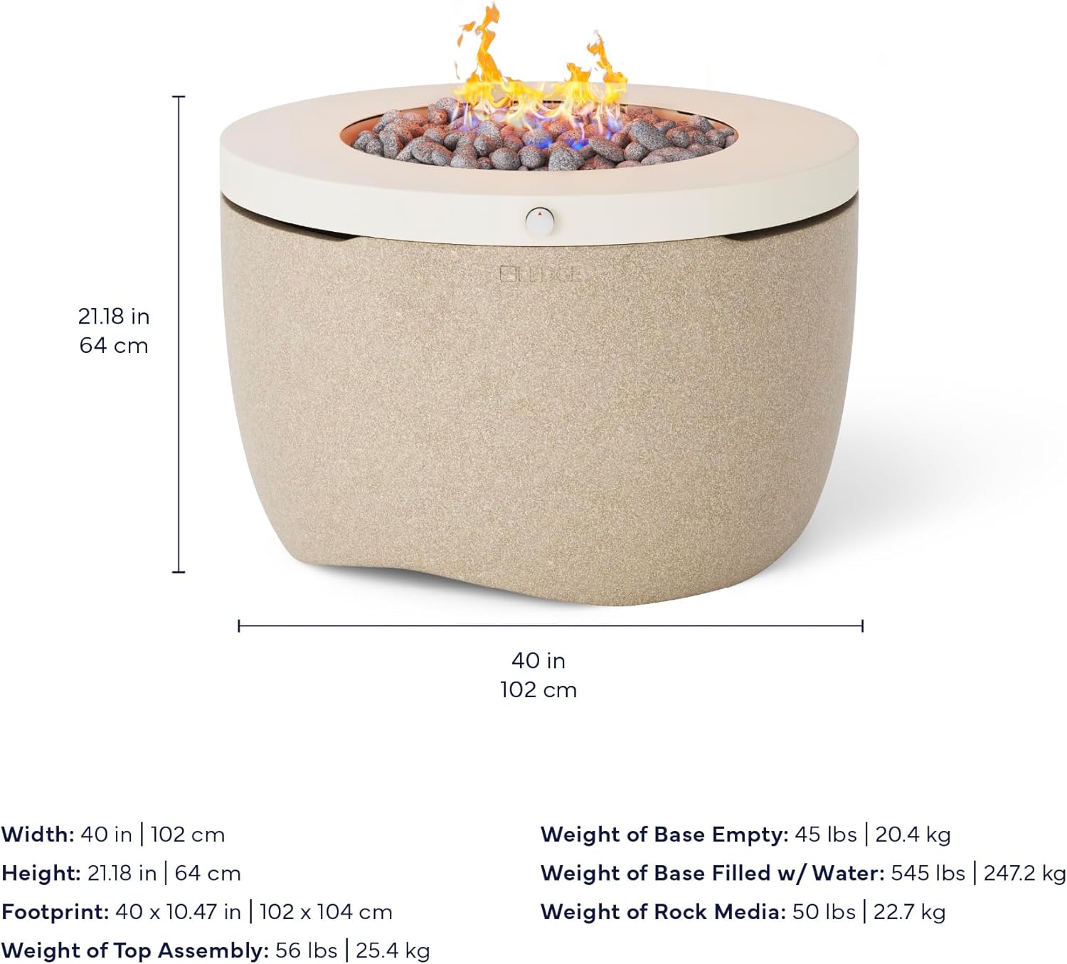 Ledge Lounger Halo Firepit - Smokeless Outdoor Fire Pit Table - 70,000 BTUs Propane Connector and Lava Rocks Included - All Season Heavy Duty (Nightfall)