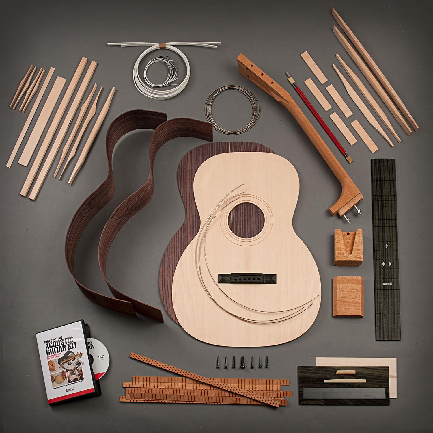 StewMac Build Your Own Triple-O Acoustic Guitar Kit with Indian Rosewood Back & Sides, Sitka Top, Bolt-on Neck