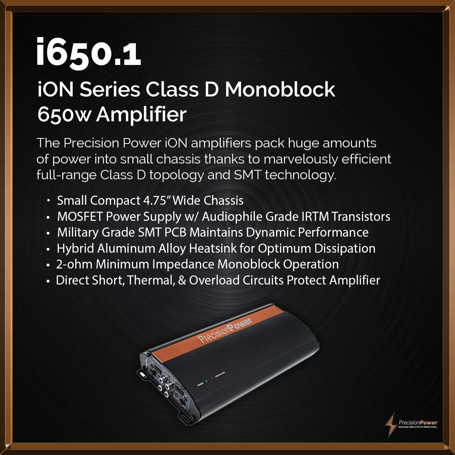 Precision Power i1000.4 650W Class D Full Range 4ch Amplifier,Black & Copper