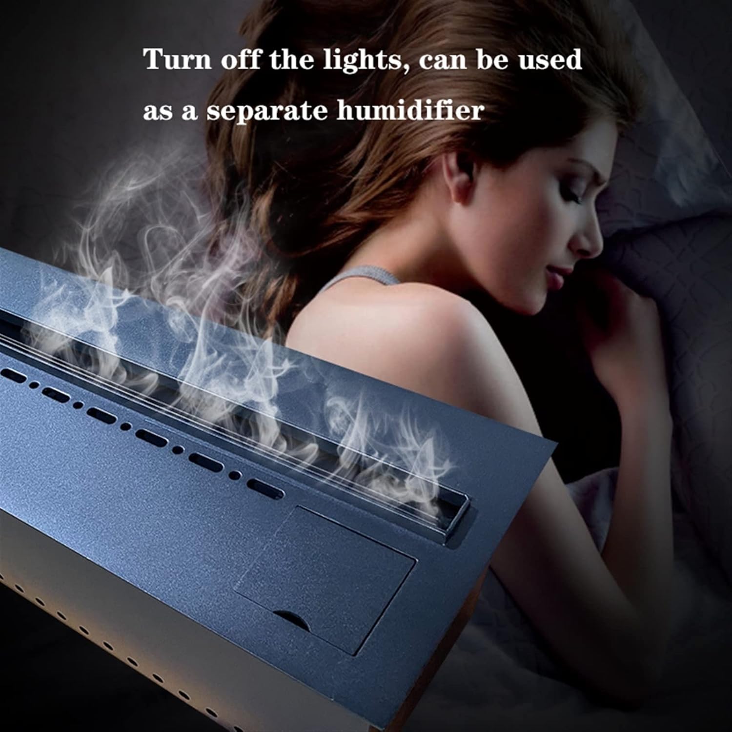 3D Water Vapor Fireplace with Humidifier Flame Embedded Home Decor Electric Fireplace, Simulate 3D Flame, Adjustable LED Flame, 3mm Panel(700mm)