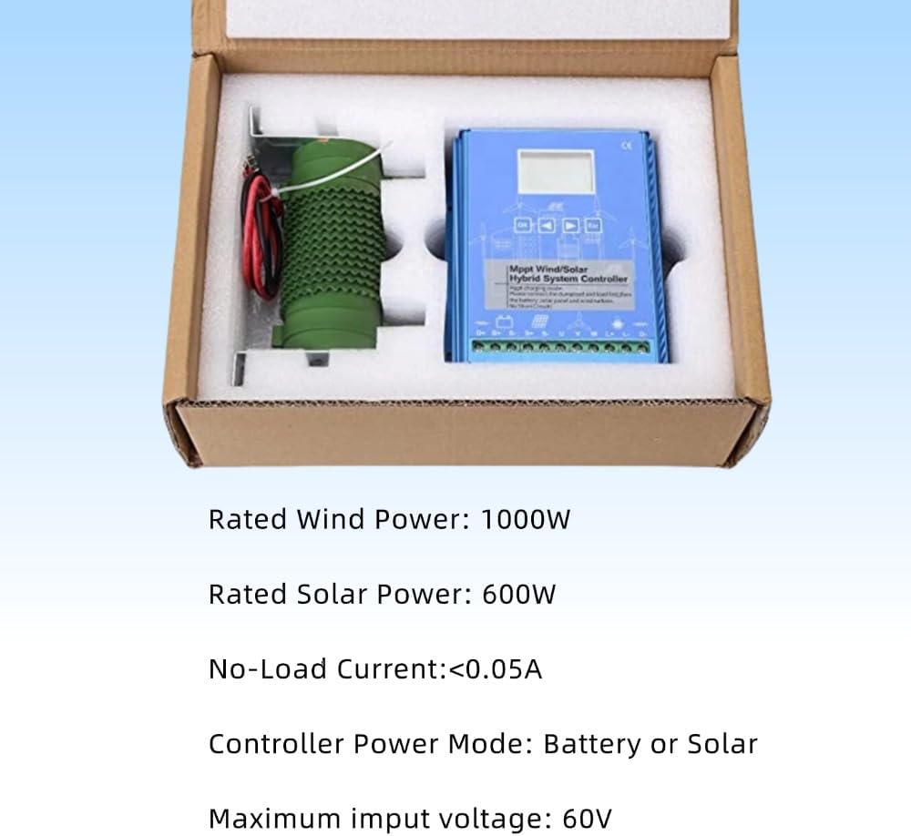 12V 24V Auto Regulator Wind Solar Hybrid System MPPT Charge Controller with Dump Load 1000w Wind Turbine Generator 600W Solar Panel