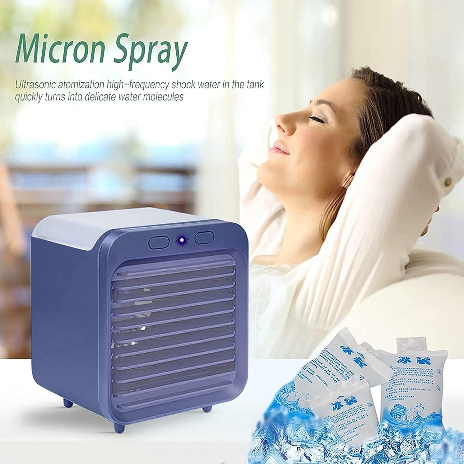 Portable Air Conditioner & Humidifier, Summer Evaporative Air Cooler, Nano Spray Purification, Quiet & Compact, Ideal for Home, Office & Car