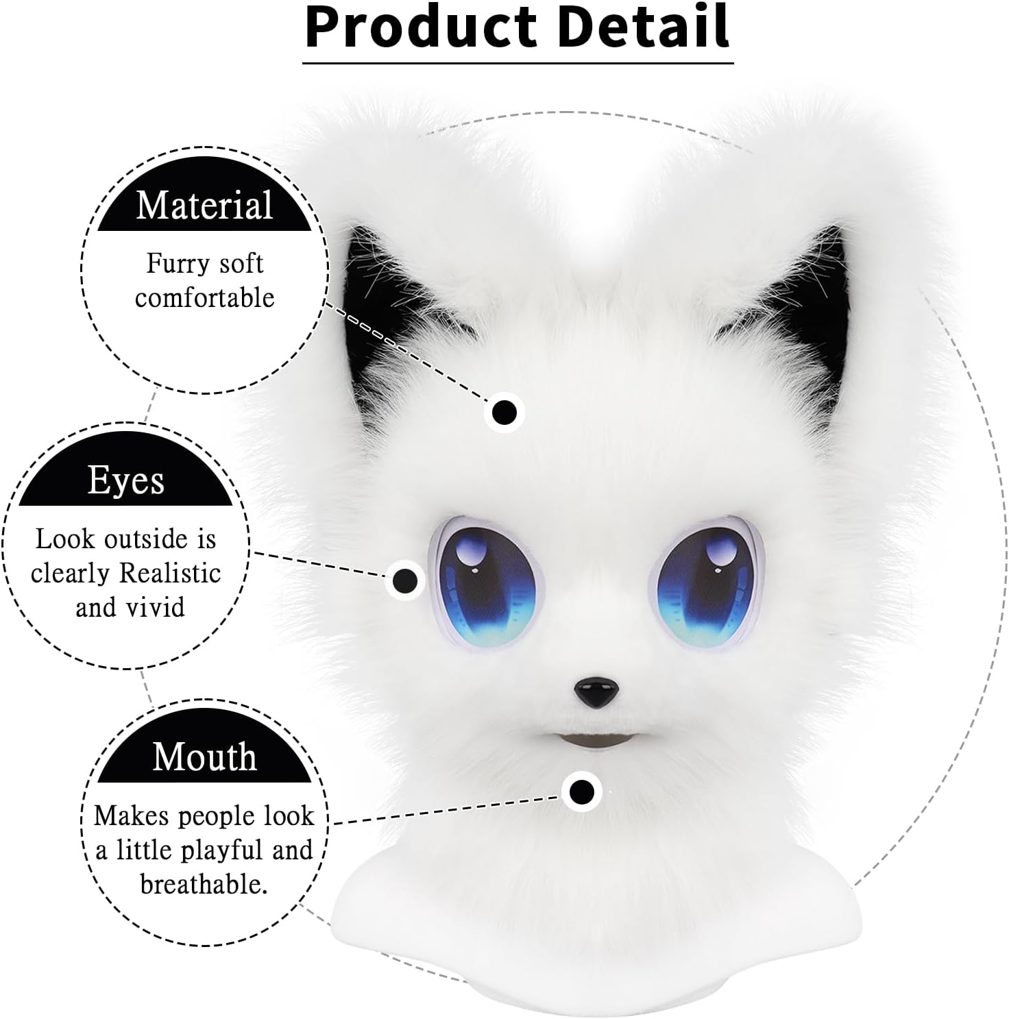 Animal Head Mask Furry Fursuit Plush Dog Fox Masks for Halloween Parties Cosplay Costume Accessory