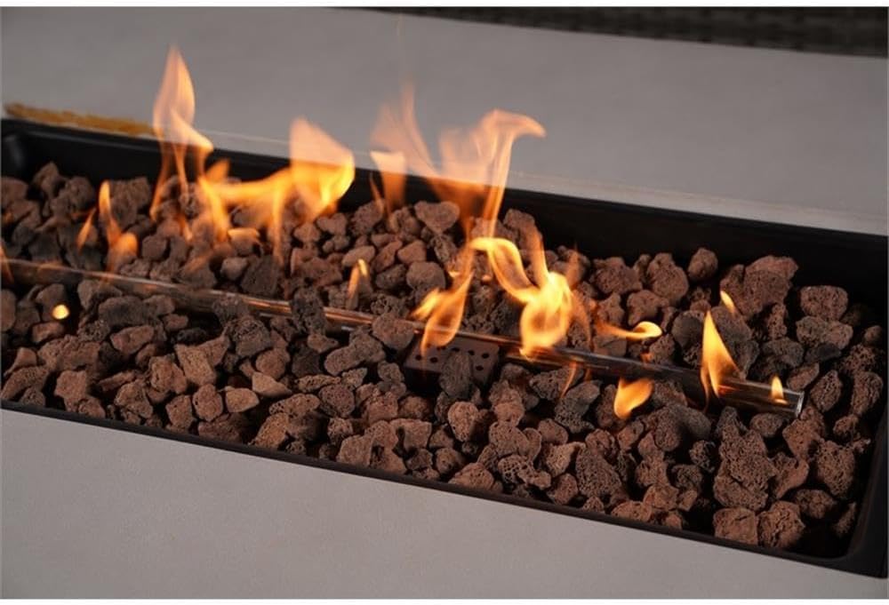 Contemporary Gray Aluminum Patio and Outdoor Rectangle Firepit Table