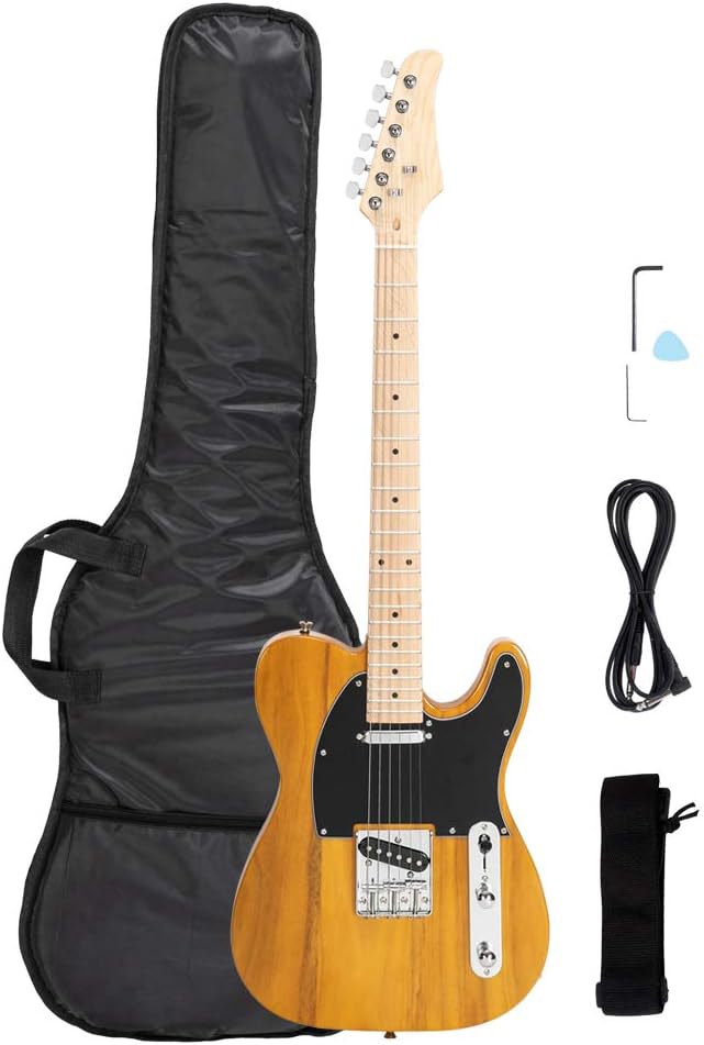Transparent Yellow GTL Electric Guitar Package Full-Size with Maple Fingerboard, Single Cutaway, S-S Pickups, Gig Bag and Accessories