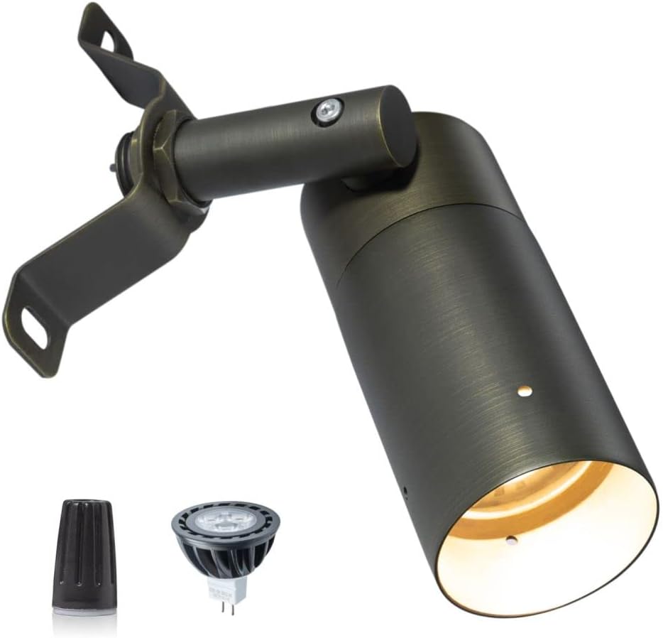 Gardenreet 12V Brass Down Light, Outdoor Low Voltage LED Landscape Moonlight for Tree Garden Yard Architectural with 5W MR16 LED Bulb 2700K Warm White