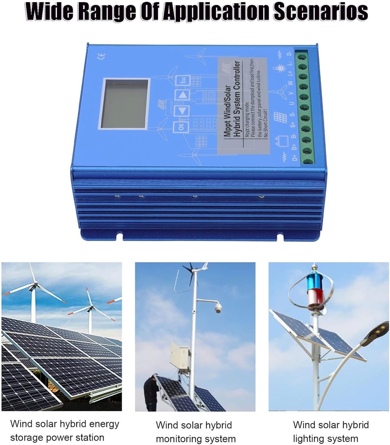 2000W-6000W MPPT Solar Charge Controller, 12V 24V 48VWind Solar Hybrid Charge Controller with Dump Load for Wind Turbine Generator Charger Battery(48v,6000W)