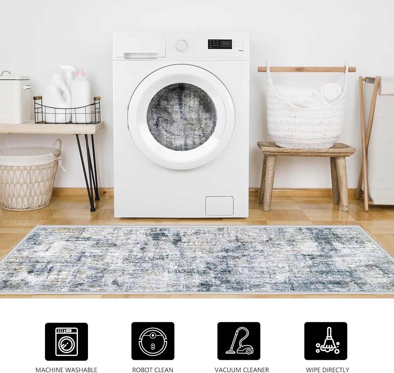 Vintage Music Rug for Living Room, Electric Guitar Drum Kit Rug for Bedroom, 4x5 Area Rugs, Rock Instrument Carpet, Office Dining Room Throw Rugs, Machine Washable, Non Slip, Low Pile