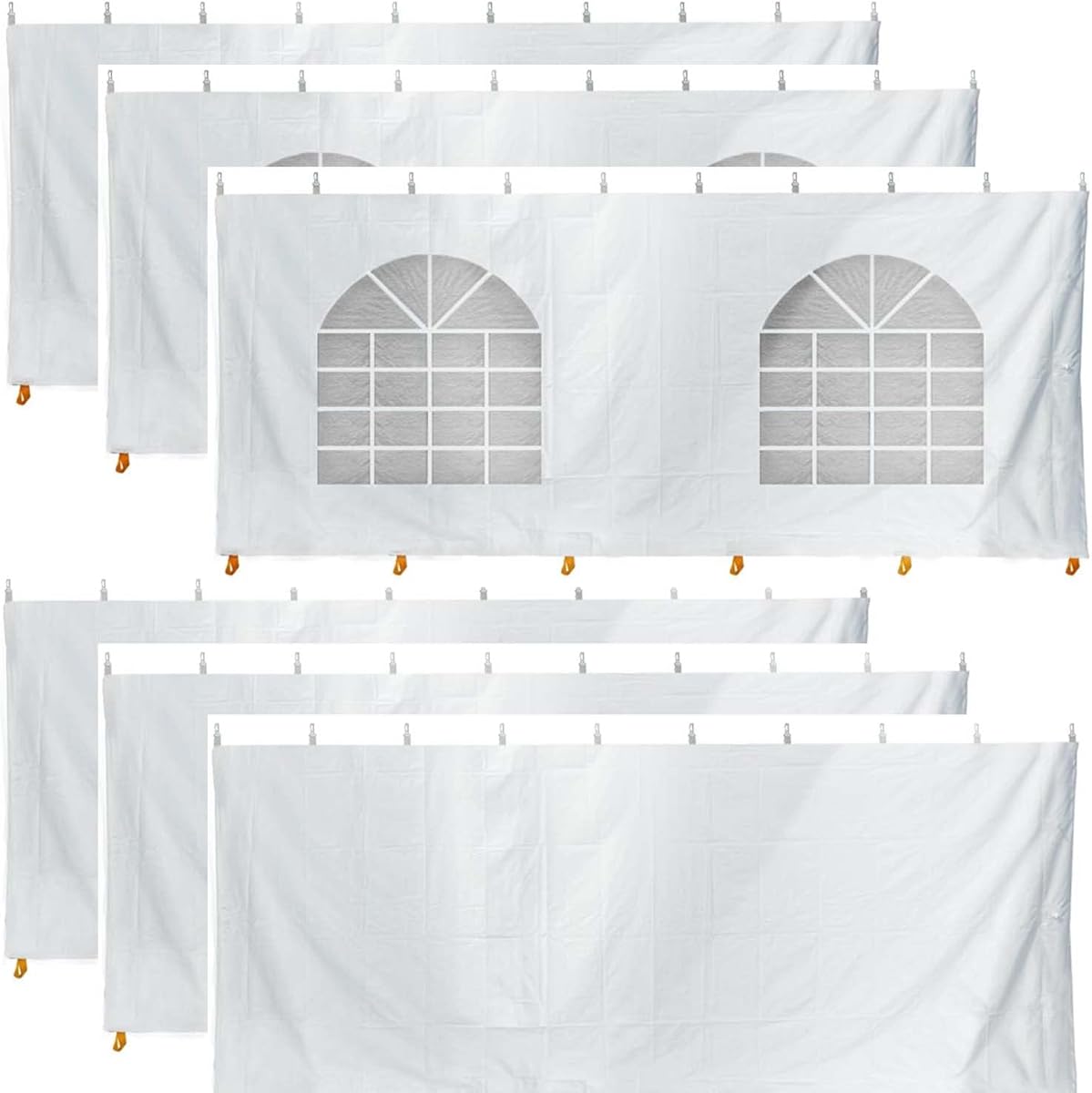 TentandTable 20' x 40' Standard Tent Sidewall Kit, Waterproof Sidewalls for 8' Height Party & Outdoor Canopy Tents, 3 Solid Side Walls + 3 Cathedral Window Walls, UV Resistant, Tent Not Included