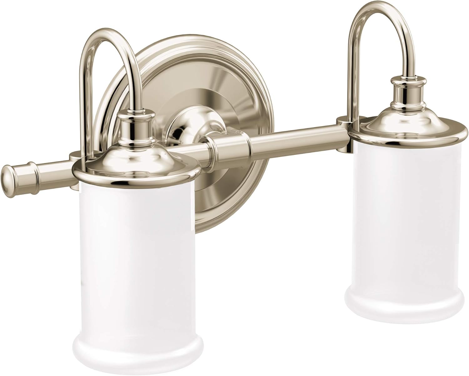 Moen YB6462NL Belfield 2-Light Dual-Mount Bath Bathroom Vanity Fixture with Frosted Glass, Polished Nickel