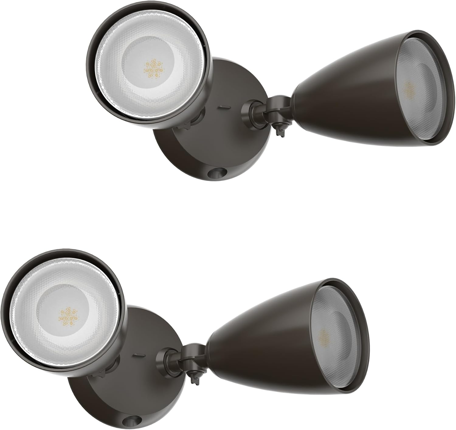 TIERONE Twin-Head LED Flood Light with Dusk to Dawn Photocell UL Listed Outdoor Security Lighting 120V Two Head Par Light with 4 PAR38 Bulbs(Each 12W 1080 Lumen 4000K) 2 Pack Dark Bronze