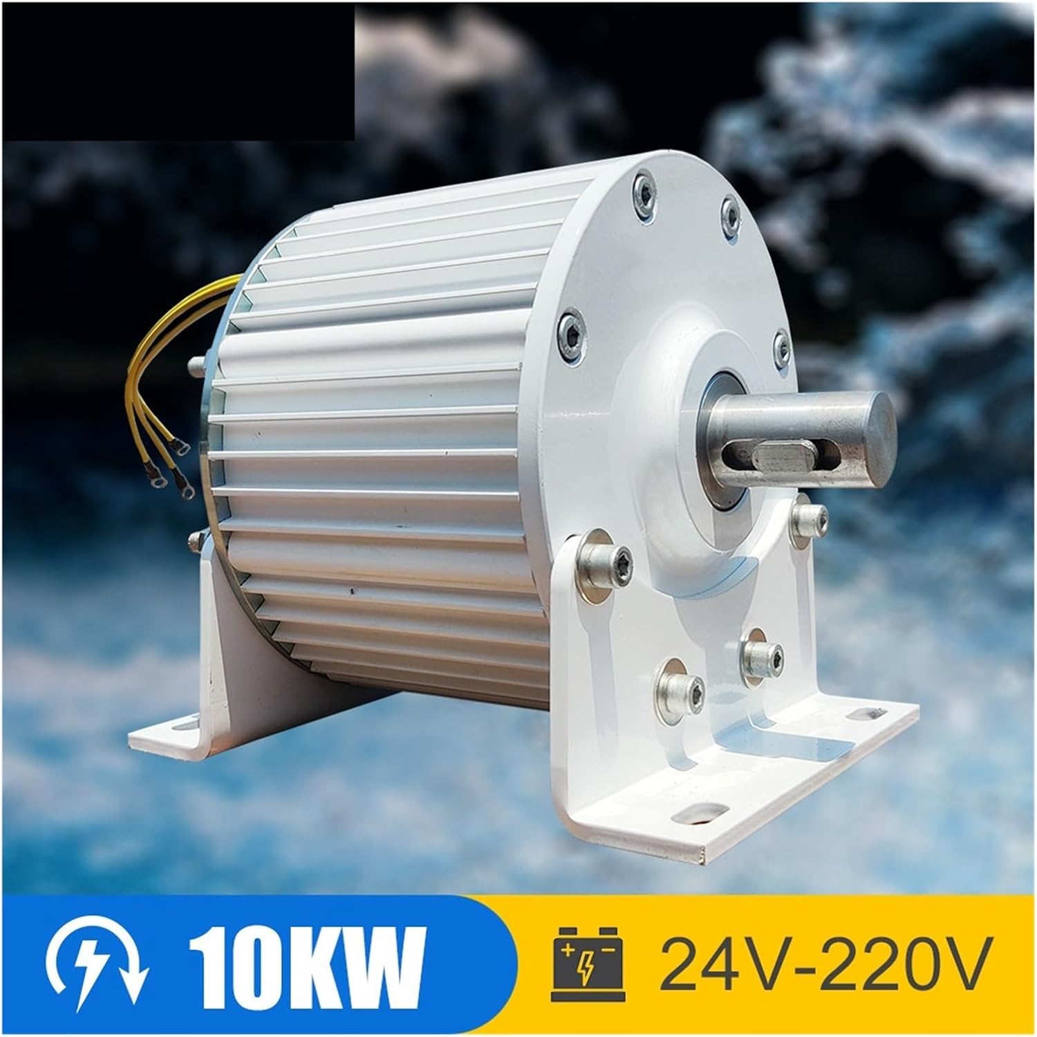 10KW Permanent Magnet Generator 24V 48V 96V Three-Phase Power Generators Low RPM for Windmill Water Turbine Low Starting Speed for Home(with Base,Double SHAFTS_120V)