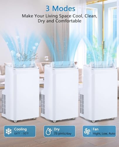 JHS12 12000 btu Sliding windowfloor Indoor Vertical Small Camping Tent Stand up Portable conditioners ac Unit air Cooler for Room, White