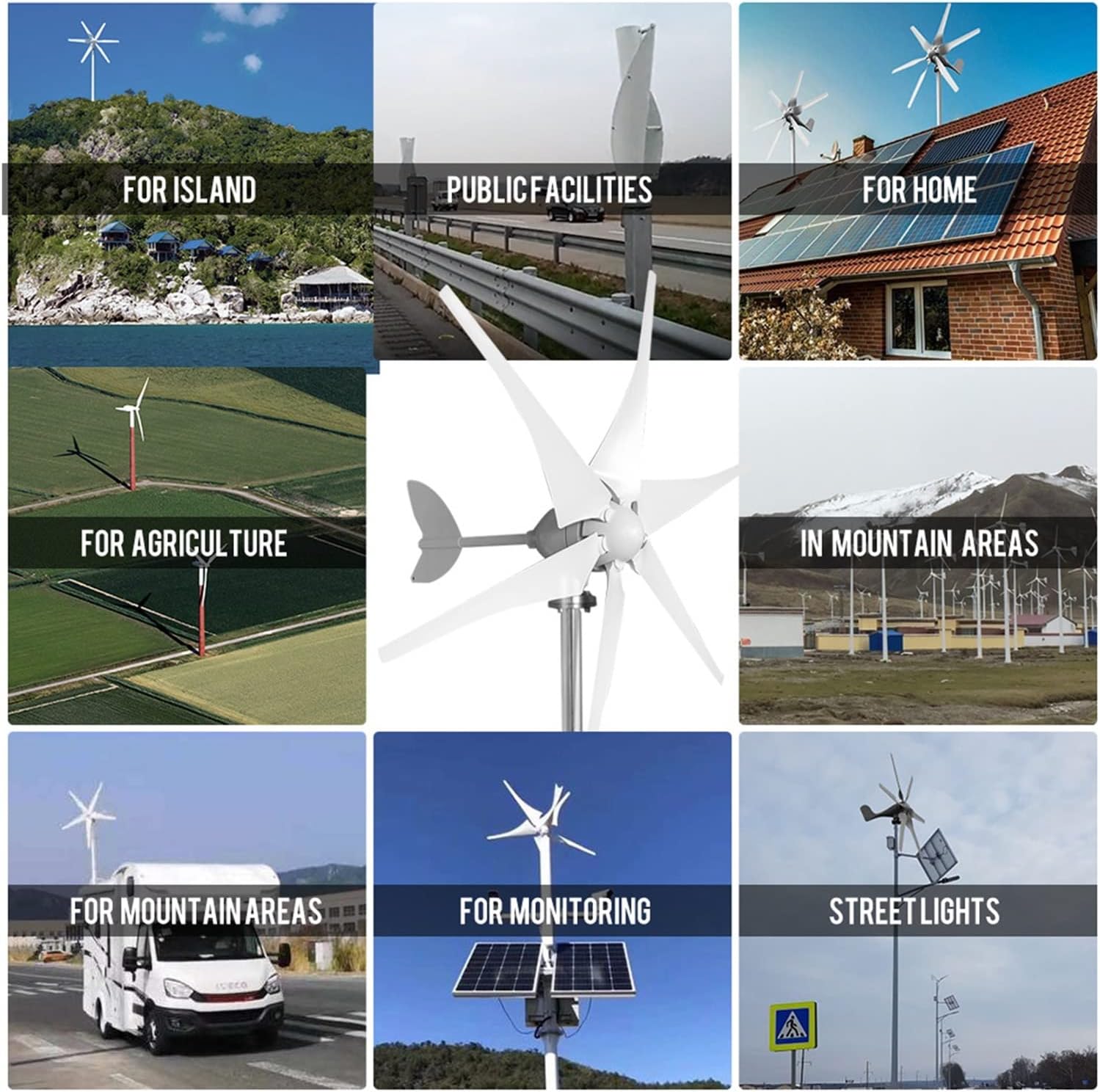 Wind Turbine Wind Turbine Generator 600w 800w 1000w Horizonta Wind Turbine Generator 12v 24v 48v Windmill Low Noise Small WindMill MPPT Controller (Color : 3, Size : 1_12V_TURBINE ONLY)