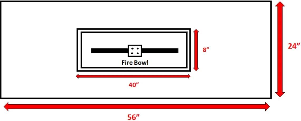 GOWE Rectangular Concrete Propane Fire Pit Table with Fiber Reinforcement