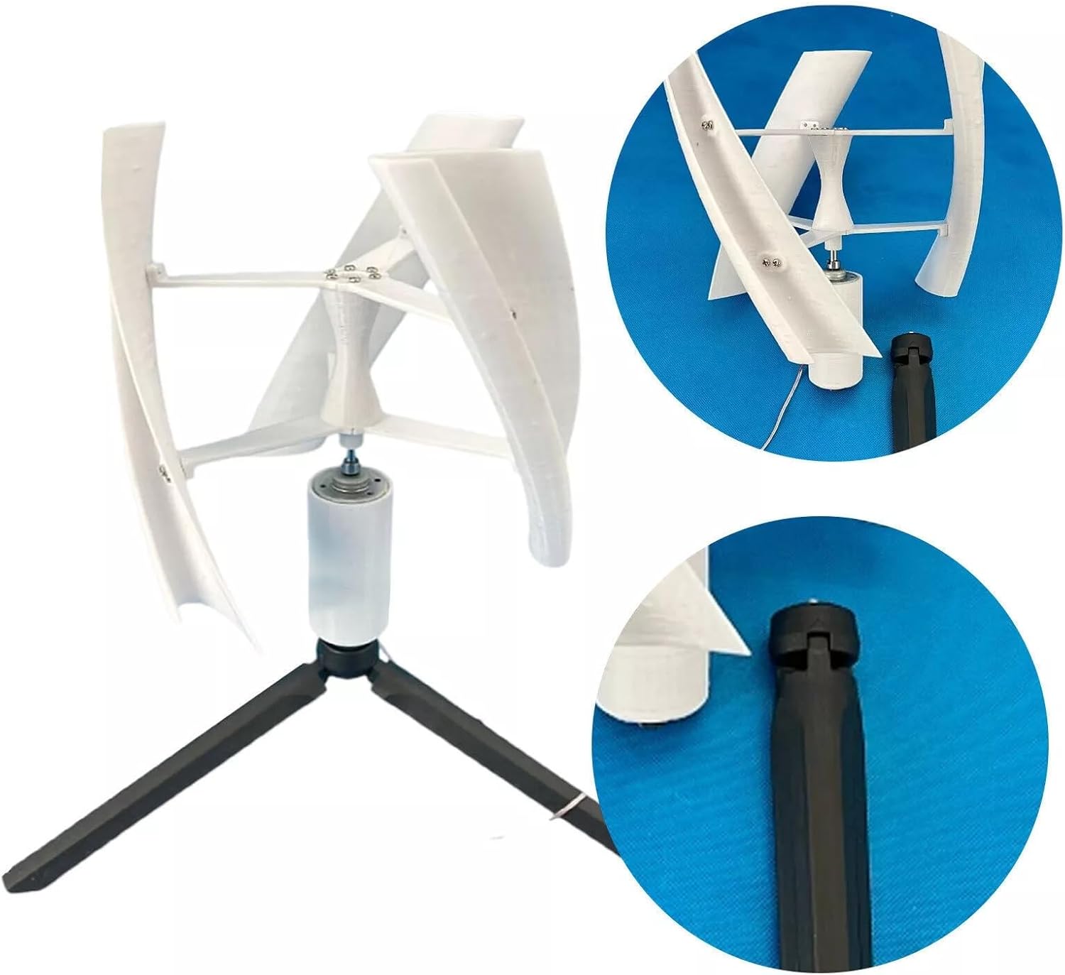 DIY 25W 3D Micro Wind Turbine 3 Spiral Blades Three-Phase Permanent Magnet Generator Wind Turbine Spiral Vertical Axis Wind Turbine Generator Model