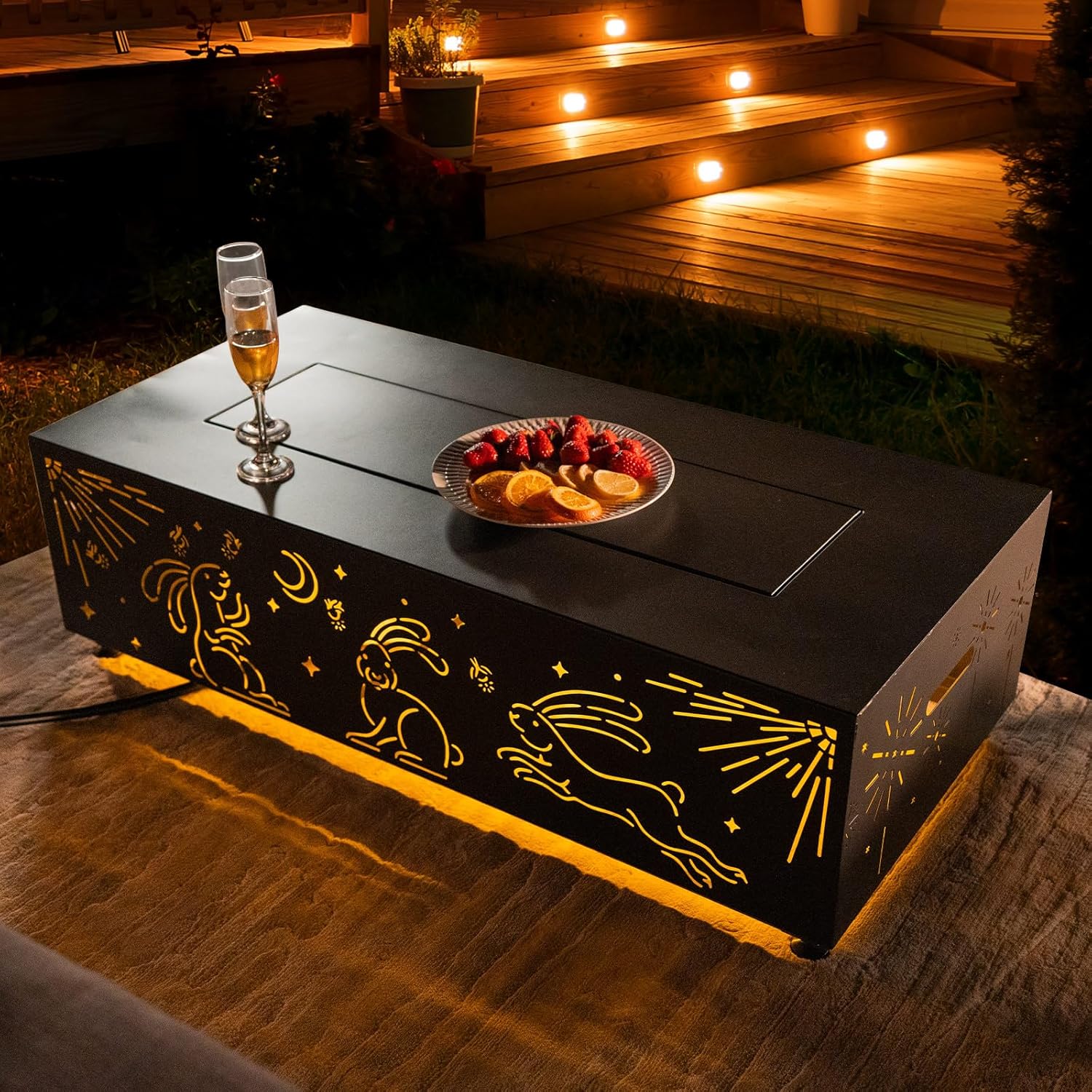 Propane Fire Pit Table for Outside Patio with Gas Tank Table, Contemporary Outdoor Firepit with Glass Rocks, Wind Guard and Cover, 42'' Fireplace All Weather Resistant, Dark Grey