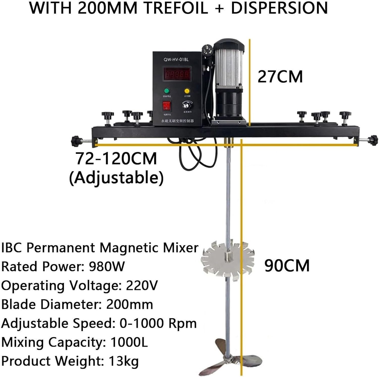 Air Agitator,Stand Paint Mixer,Paint Stirring Machine,Electric Tank Mixer Machine,0-1000Rpm Speed Adjustment,for Viscous Liquid Ink Dye Chemicals