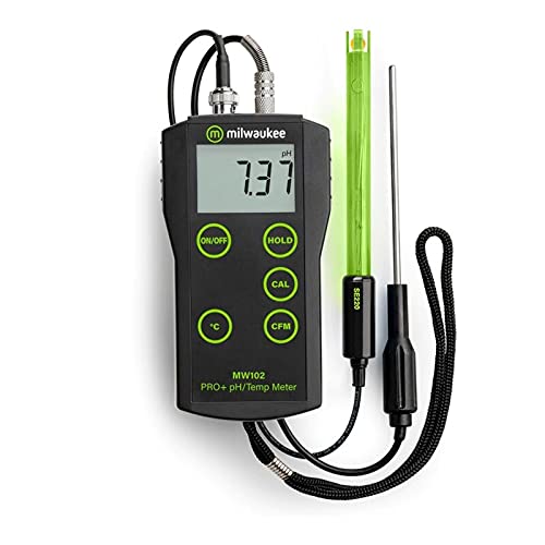Milwaukee pH Meter MW102 Pro + Temperature - Digital Water Tester for Garden Plants, Pool, Aquarium & Hydroponic Systems