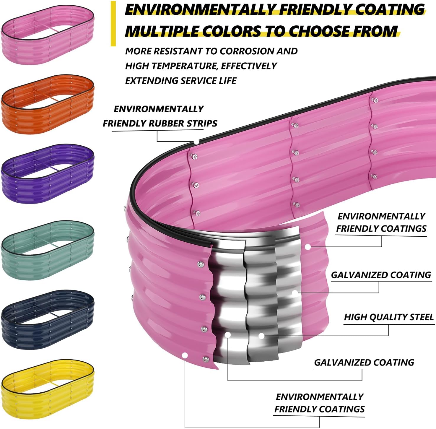 Galvanized Metal Planter Raised Garden Bed Kit for Gardening Outdoor，6x3x2ft Planter Grow Garden Box Raised Flower Bed，Long Vegetable Clearance Herb Raised Garden Beds for Container Gardening