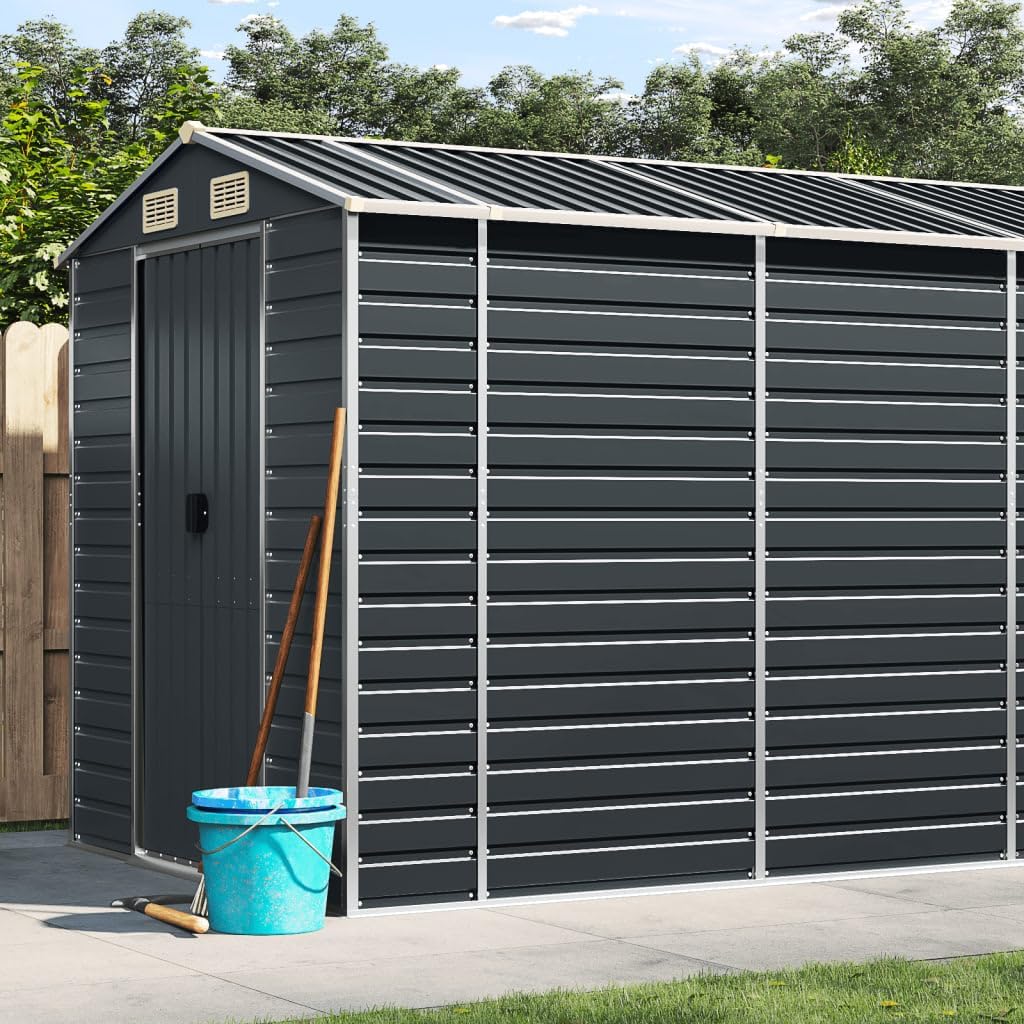 Galvanized Steel Garden Shed Anthracite 75.2