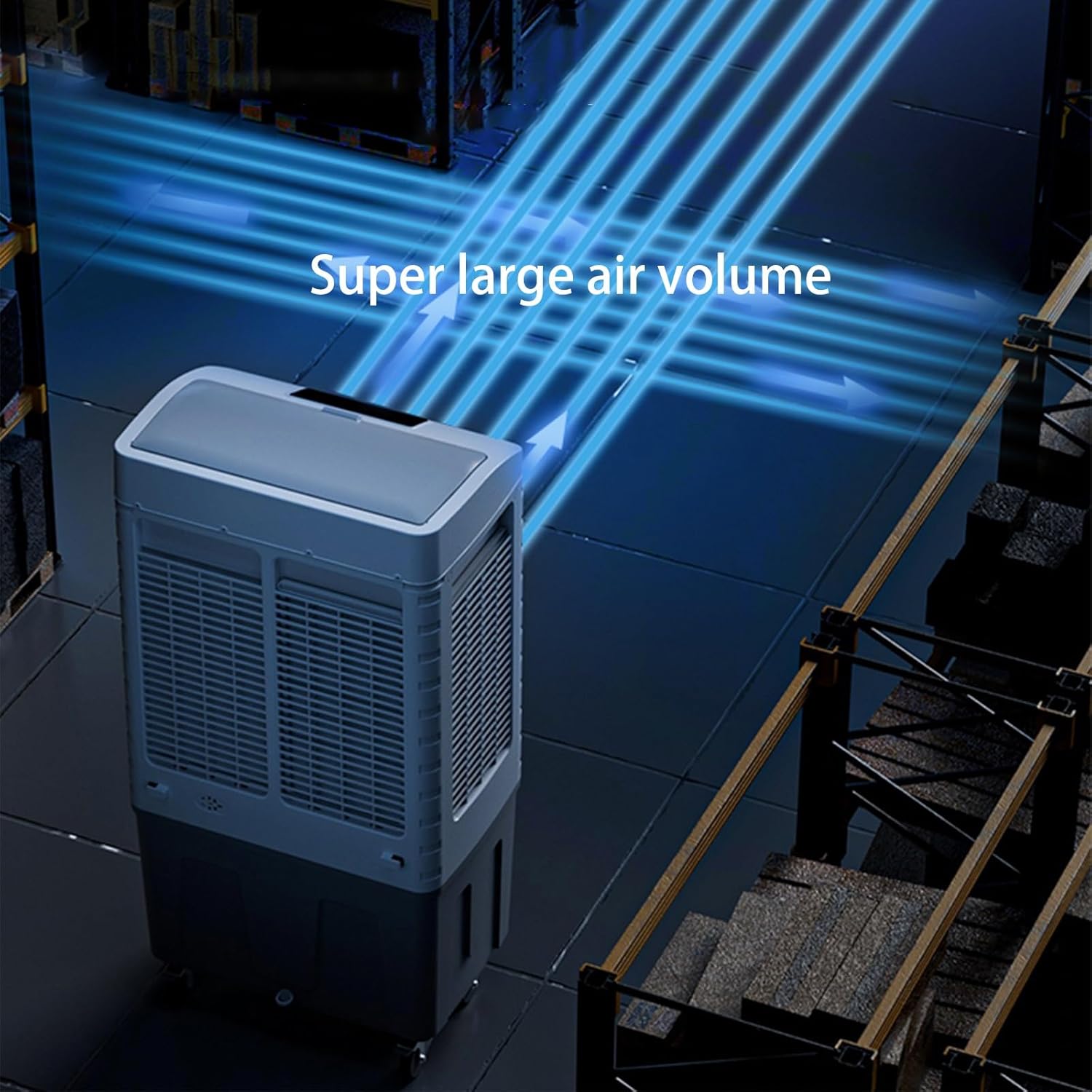 Personal Swamp Cooler, Evaporative Air Cooler with Water Tank, 3 Speed Portable Air Conditioner Fan for Garage, Yard, Room, Factory(54 * 40.5 * 96.5cm)