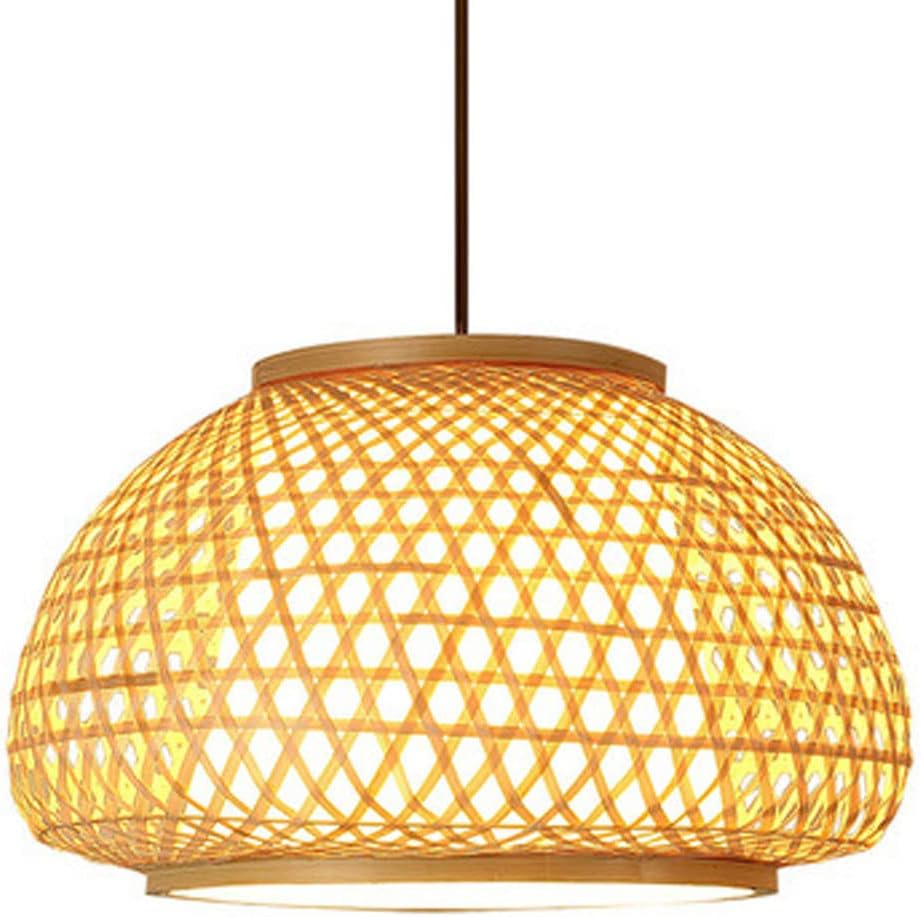 Bamboo Pendant Light,Wicker Chandelier,Rattan Hanging Lamp,E27 Rattan Shade Farmhouse Lighting Fixture,for Kitchen Island Dining Room Entryway Foyer Hallway (D13.7 X H8.6)