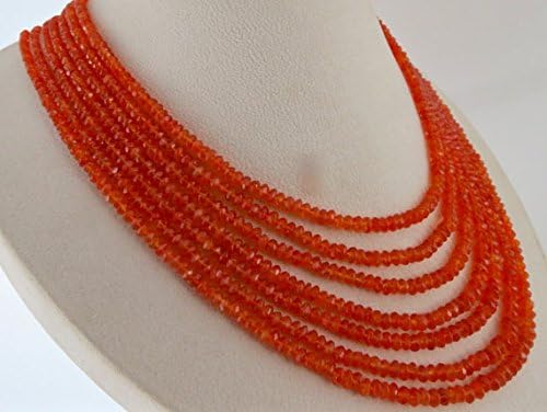 7 Line Natural Orange CARNELIAN Facetted Round BEADS NECKLACE 18 INCHES 6MM TO 3MM