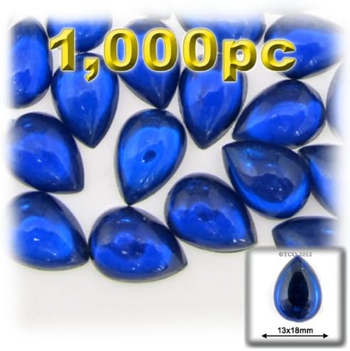 The Crafts Outlet 1000-Piece Acrylic Flatback Cabochons Teardrop Beads, 13 by 18mm, Jewel Tone Assortment