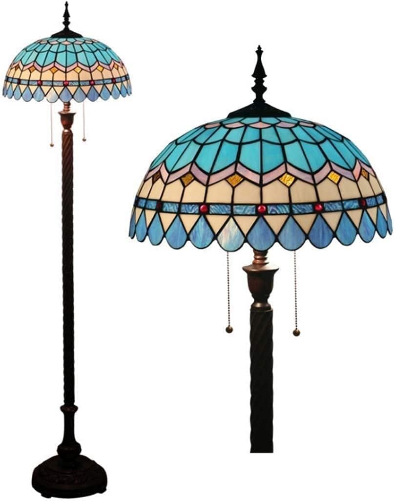 Tiffany-Style Floor Lamp Standlamp Tiffany-Style 16 Inch Mediterranean European Creative Handmade Stained Glass Floor Lamp Bedroom Floor Lamp Lighting, E27 X 2.110 V, 16 I