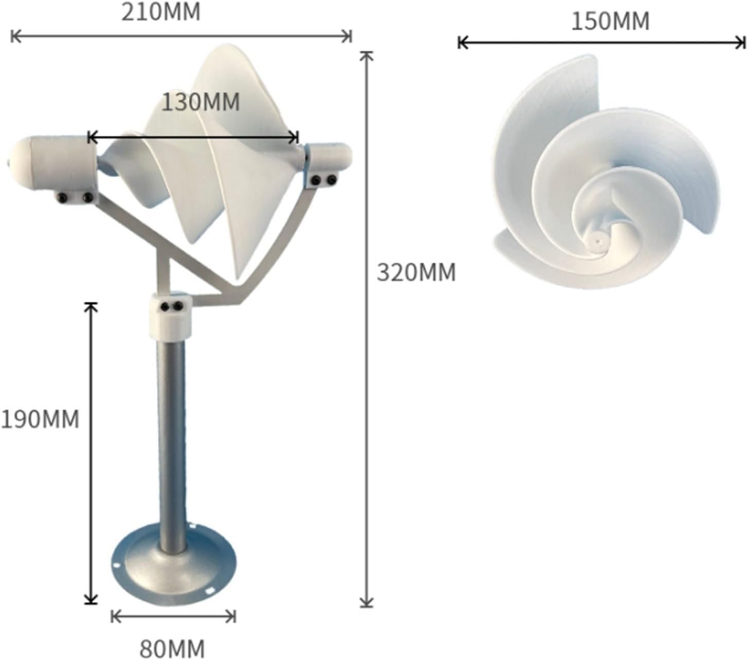 10W Micro Spiral Wind Turbine Generator - High-Efficiency PMG, DIY Breeze-Start Model with LED Light for Renewable Energy Projects (1 Piece)