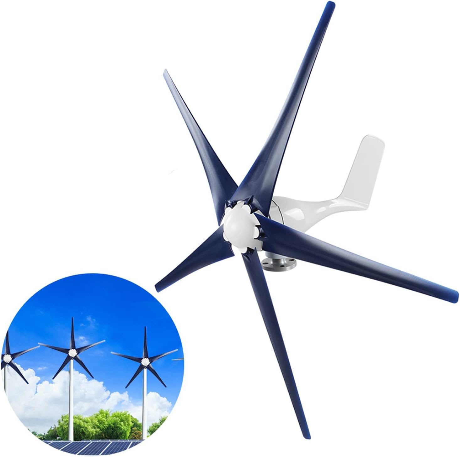 Walfront Windmill Generator 5 Blade Small Wind Turbines Kit Wind Power Generator Industrial Energy Equipment with Controller 800W for Boats Terraces Cabins (12V)