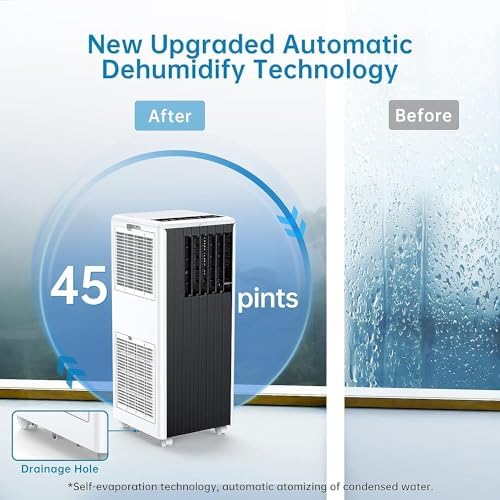 Portable Air Conditioner 8000 BTU Air Conditioner Suitable for 350 Sq.Ft,3 in-1 AC Unit with Remote Control&24Hrs Timer for Home,Office, Dorm(Black)