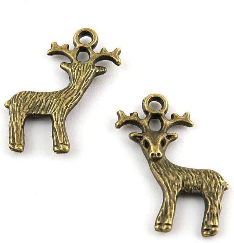 Price per 1410 Pieces Antique Bronze Tone Jewelry Charms Findings Arts Crafts Beading Making Charmes P06826 Christmas Deer