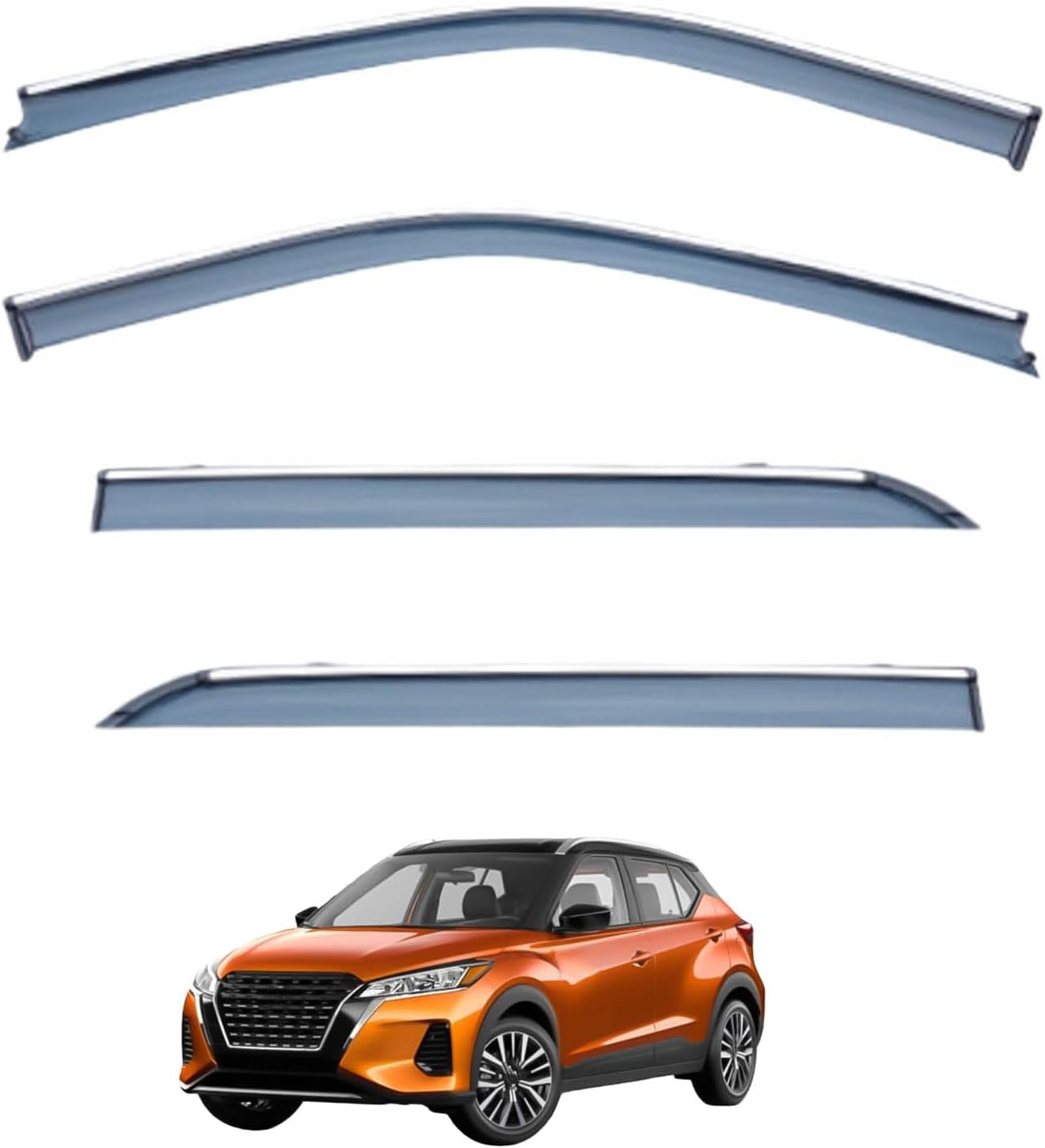 Window Deflectors for Nissan Kicks MK1-P15 2016-2023, Sun Rain Guard Window Visors Vent Shades with Bright Stripes Car Accessories