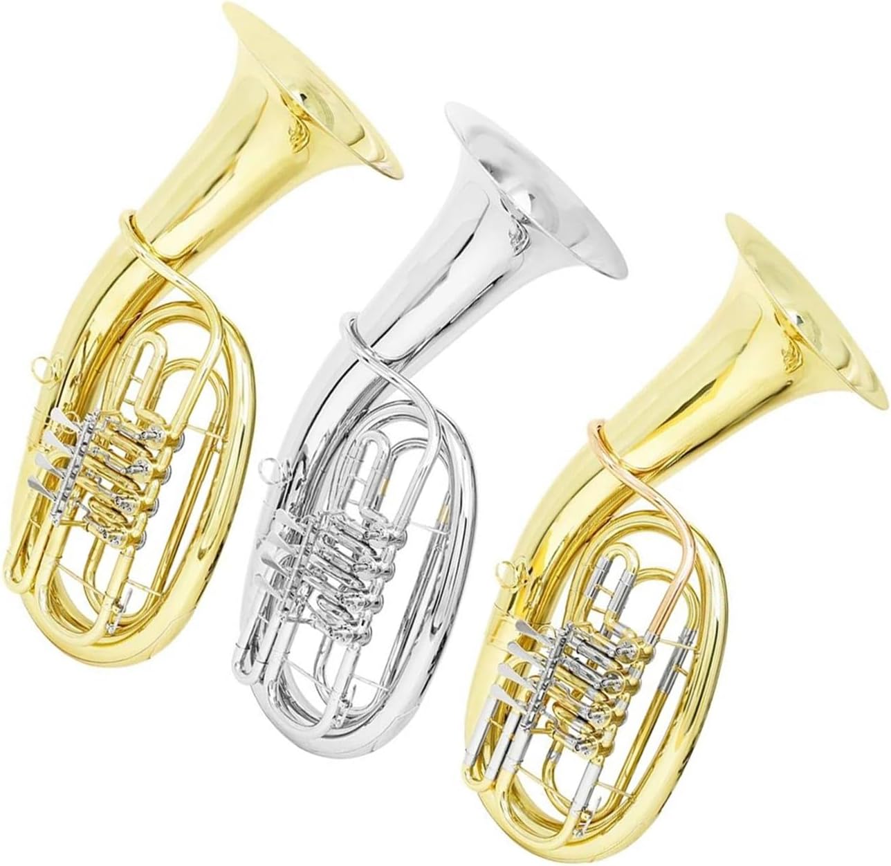 Euphonium 4 Key Brass Solid Instrument With Accessories Case Gloves And Straps Euphonium All-brass Instrument(3)