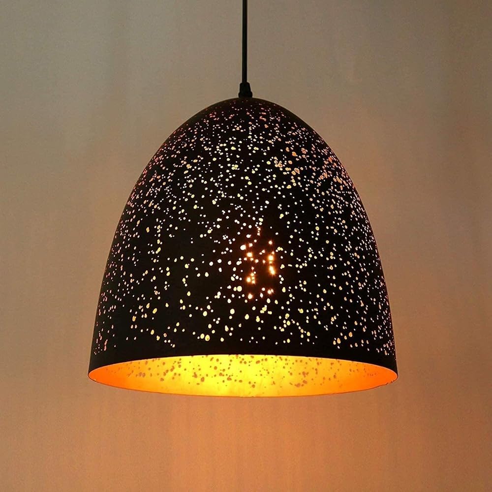 American Retro Loft Chandelier, Modern Ornate Design Wrought Iron Pendant Light Single Head Hollow Carved Hanging Lamps Indoor Lighting Fixture E27 Adjustable