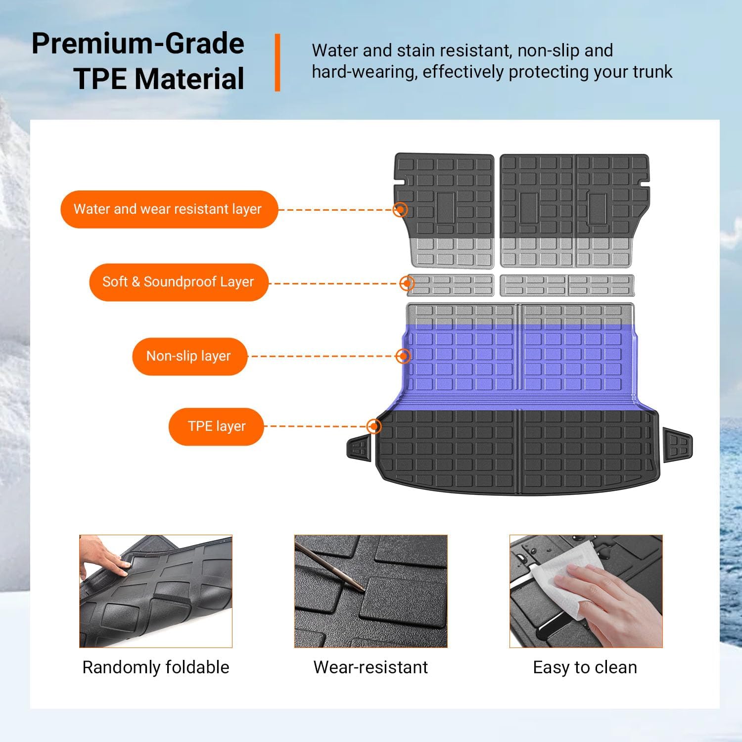 powoq Cargo Liner Compatible with 2019-2024 Subaru Forester Trunk Mat Backrest Mat TPE Trunk Liner Replacement for 2019-2021 2022 2023 2024 Subaru Forester Accessories (Backrest Mat+Trunk Mat)