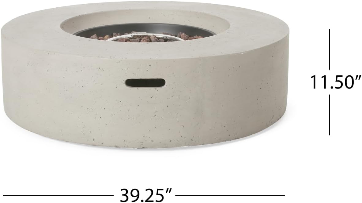 Geelife Outdoor 50,000 BTU Round Concrete Propane Fire Pit, Light Grey