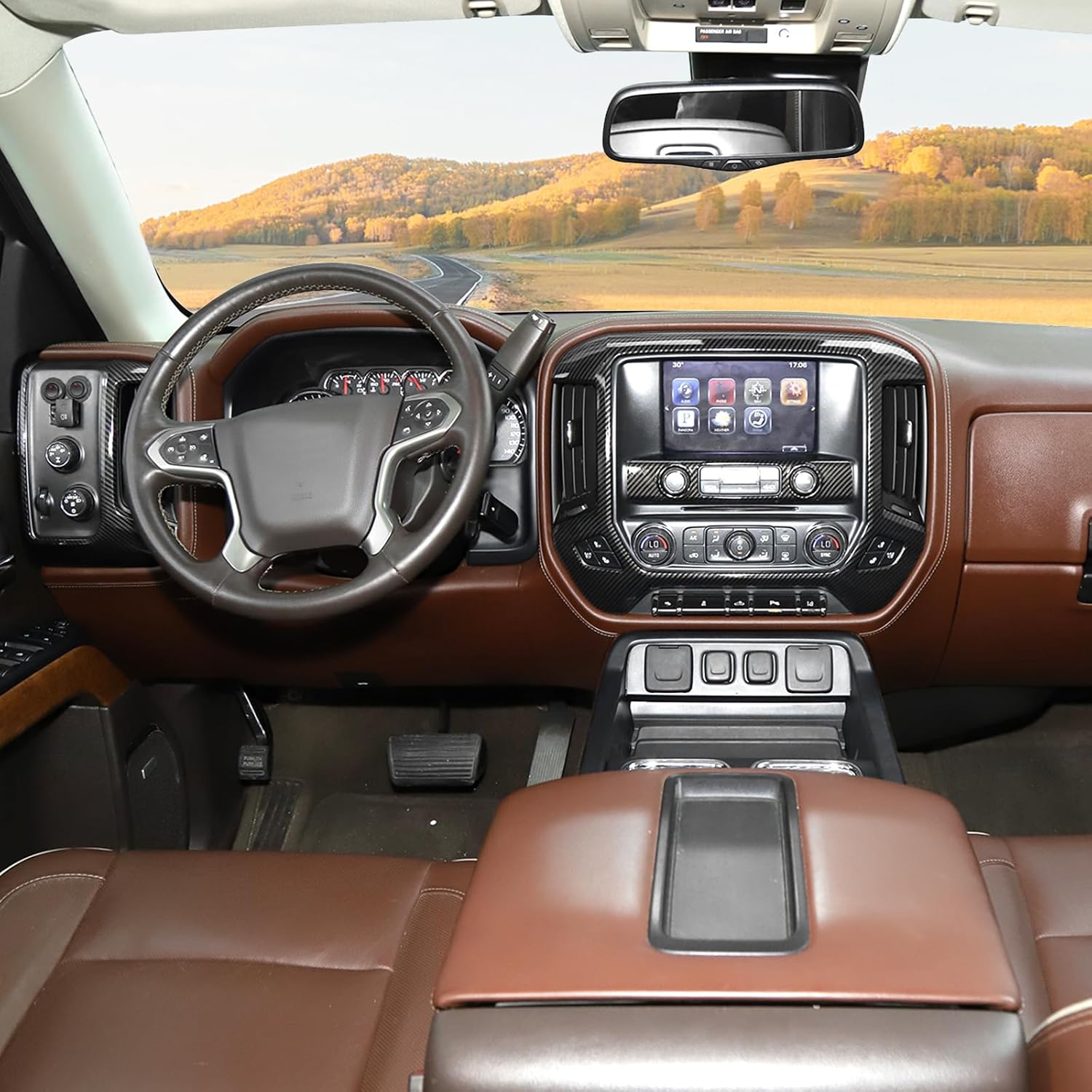 RT-TCZ for Silverado Dashboard Panel Trim Cover Carbon Fiber Bezel for GMC Sierra Chevy Silverado 2014-2017 Black ABS Carbon Fiber Interior Accessories 4pcs