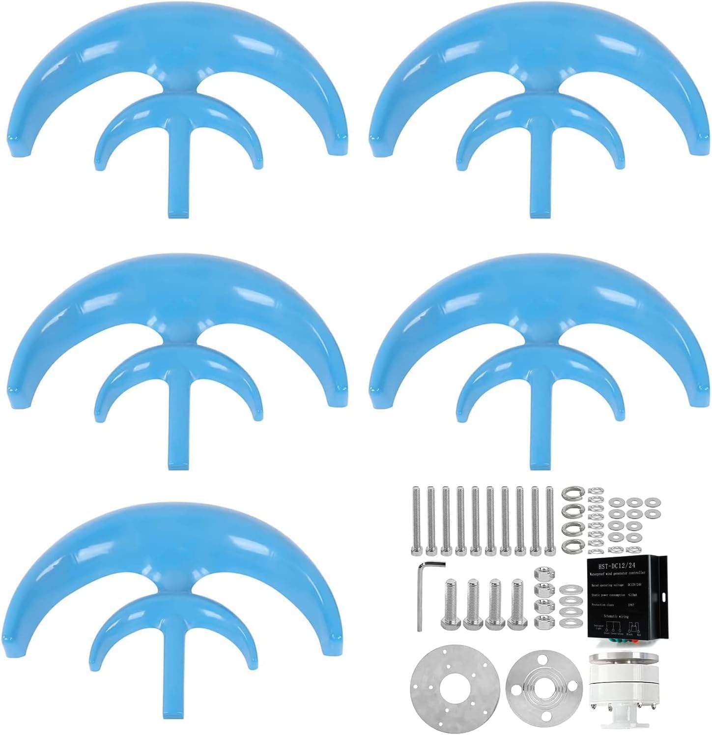 CHRISK Vertical Axis Wind Turbine Generator 9000W 5 Blades Wind Turbine Generator, 3 Phase AC Permanent Magnet Generator Wind Turbine Kit