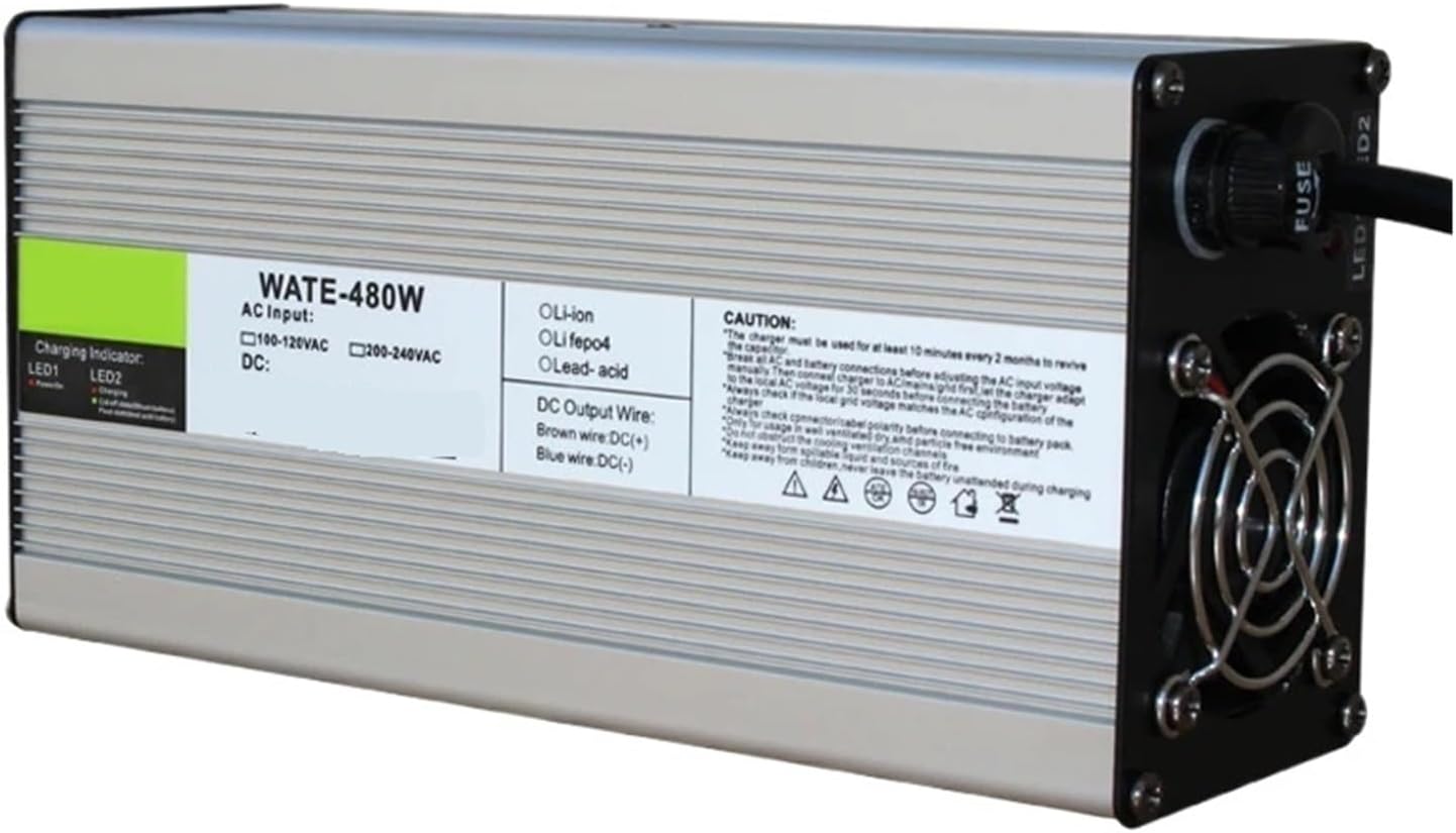 Charger Aluminum Lithium Ion Battery 54.6V 8A Charger is Suitable for Power Tool, Robot, Electric Vehicle Lithium Battery 48V 13S Wide Voltage Switch with Fan(3P Plugs,E+U)