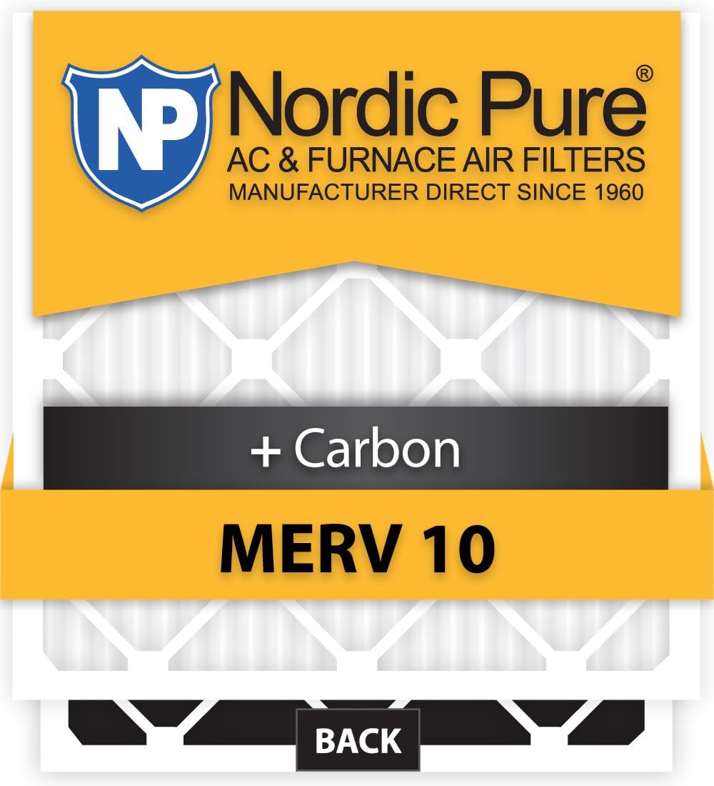 Nordic Pure 16x36x1ExactCustomM10+C-6 MERV 10 + Carbon AC Furnace Filters, 16 x 36 x 3/4 (16 x 36 x 0.75), 6 Piece